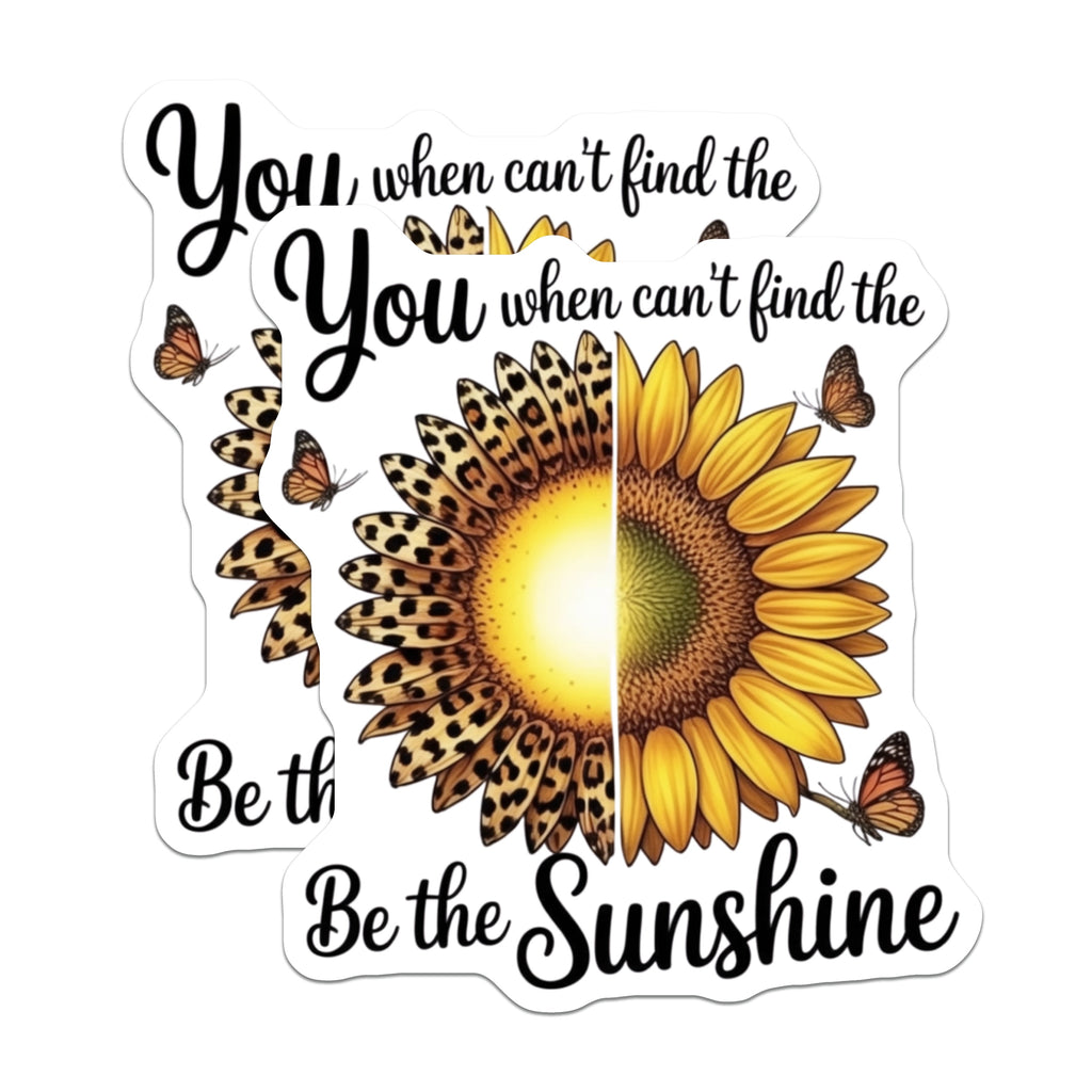 (2 Pack) Be the Sunshine Magnets - Inspirational Sunflower Decor - Leopard Print Motivational Art - 5 Inches On Longest Side - Thick Durable Magnet - Made in USA - MAG39484