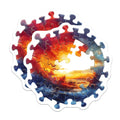 (2 Pack) Puzzle Art Magnets - Stormy Ocean Seascape - Vibrant Sunset Artwork - Unique Fridge Decor - 5 Inches On Longest Side - Thick Durable Magnet - Made in USA - MAG26400