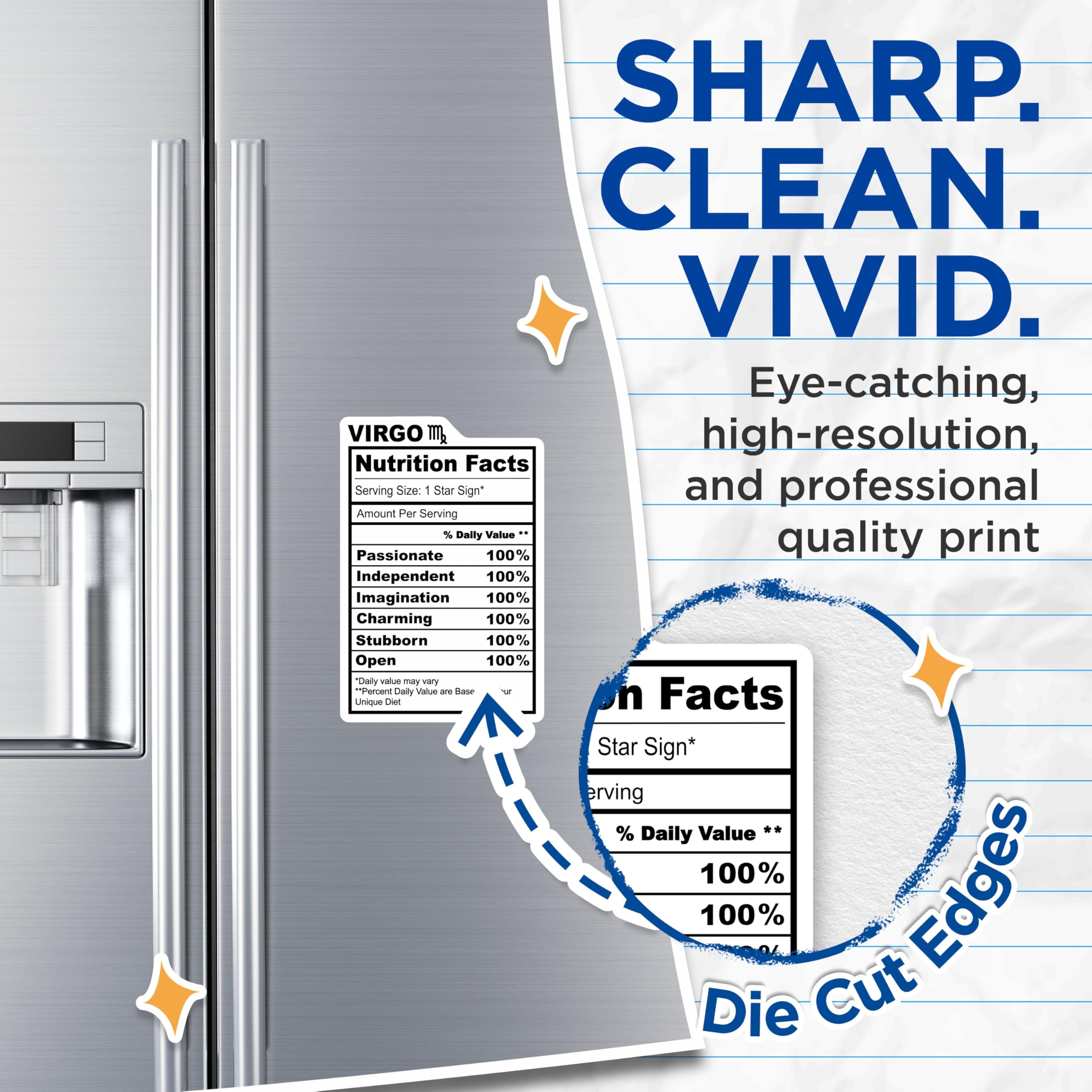 (2 Pack) Virgo Zodiac Magnets - Nutrition Facts Star Sign - Astrology Fridge Decor - 5" On Longest Side - Premium Magnet - for Cars, Refrigerators, Toolboxes, Lockers - Made in USA - MAG15282