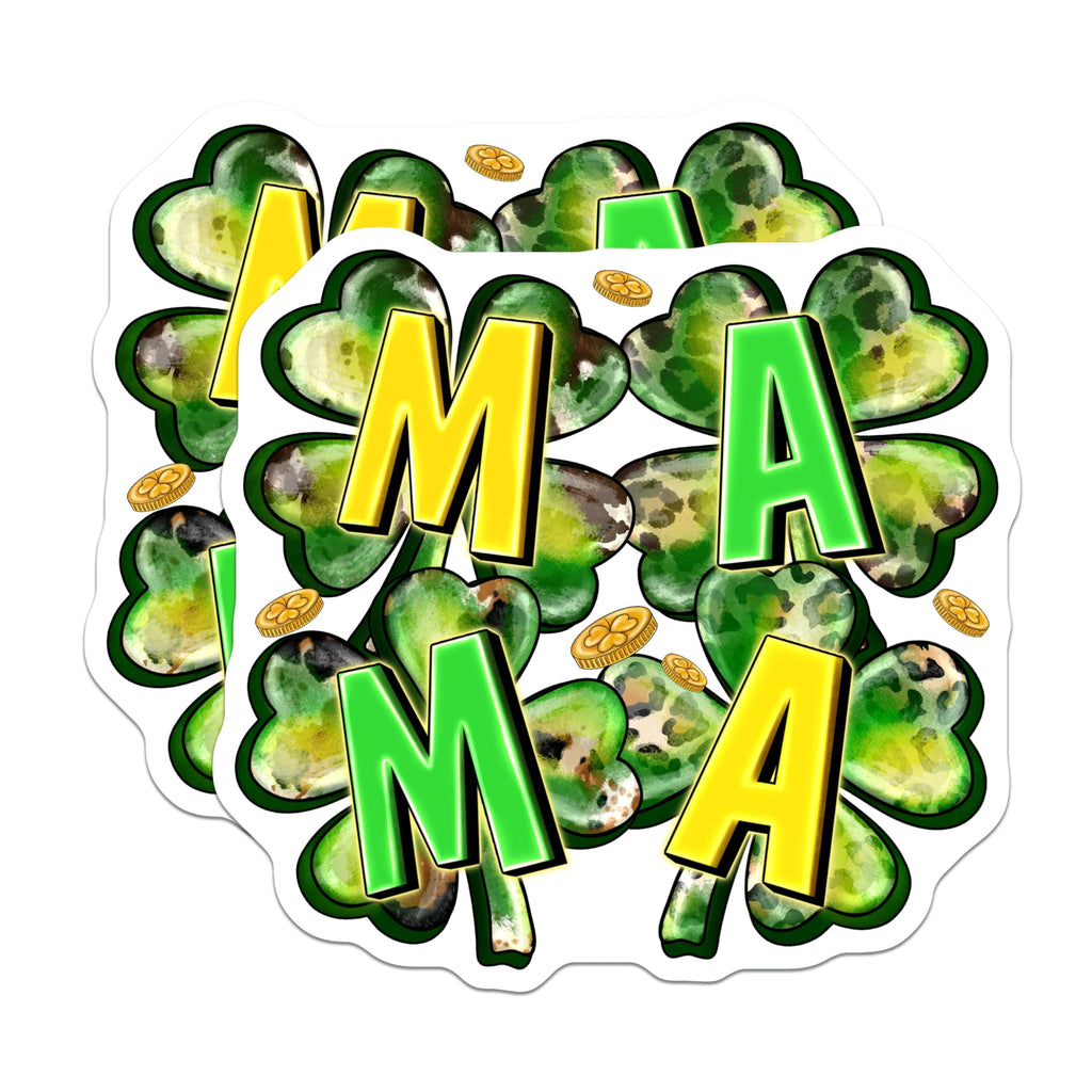 (2 Pack) St Patricks Day Mama Magnets - Lucky Mama Leopard Print - Irish Mom Accessories - 5 Inches On Longest Side - Thick Durable Magnet - Made in USA - MAG30945