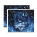 (2 Pack) Cosmic Wolf Magnets - Blue Starry Night Animal Decor - Mystical Wildlife Art Accents - 5 Inches On Longest Side - Thick Durable Magnet - Made in USA - MAG39537