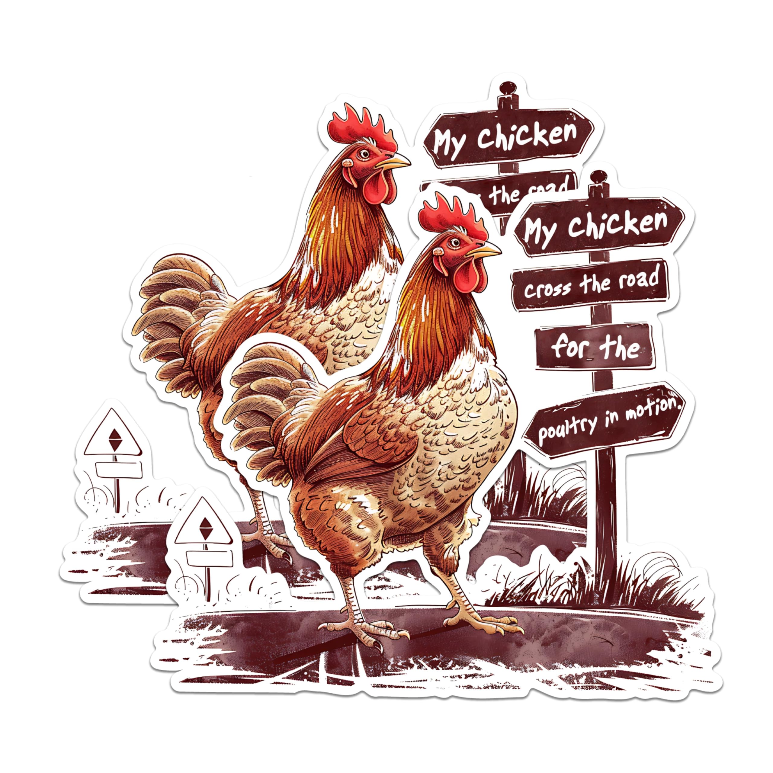 (2 Pack) Funny Chicken Magnets - Humorous Animal Magnets - Farmhouse Kitchen Decor Magnets- 5" On Longest Side - for Fridges, Toolboxes, Cars - Made in USA - MAG2604