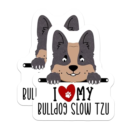 (2 Pack) I Love My Bulldog Slow Tzu Magnets - Funny Dog Lover Fridge - Cute Puppy Car Accessories - 5" On Longest Side - for Cars, Fridges, Toolboxes - Made in USA - MAG4303
