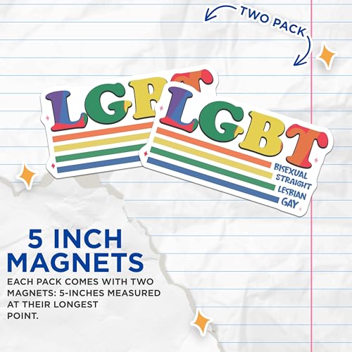 (2 Pack) LGBT Magnets - Bisexual Pride Decor - Lesbian and Gay Magnet Set - 5" On Longest Side - for Cars, Fridges, Toolboxes - Made in USA - MAG6588