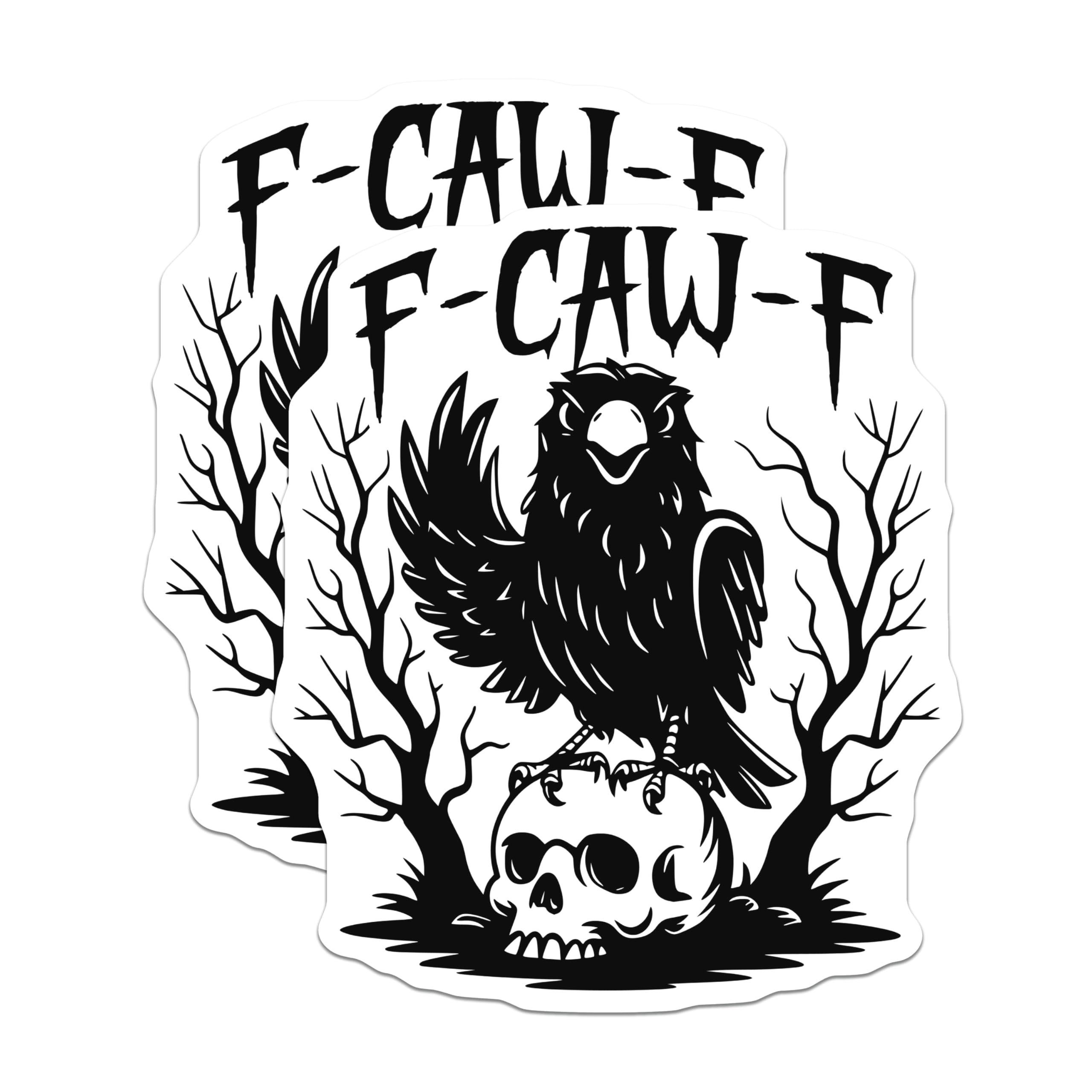 (2 Pack) Crow Skull Magnets - Gothic Fridge Decor - Spooky Halloween Magnet Set - 5" On Longest Side - Premium Magnet - for Cars, Refrigerators, Toolboxes, Lockers - Made in USA - MAG14612