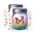 (2 Pack) Butterfly Jar Stickers - Nature Inspired Sticker - Colorful Butterfly Illustration Stickers - 5" On Longest Side - Sticks to Smooth Flat Surfaces - Made in USA - BMCS9361