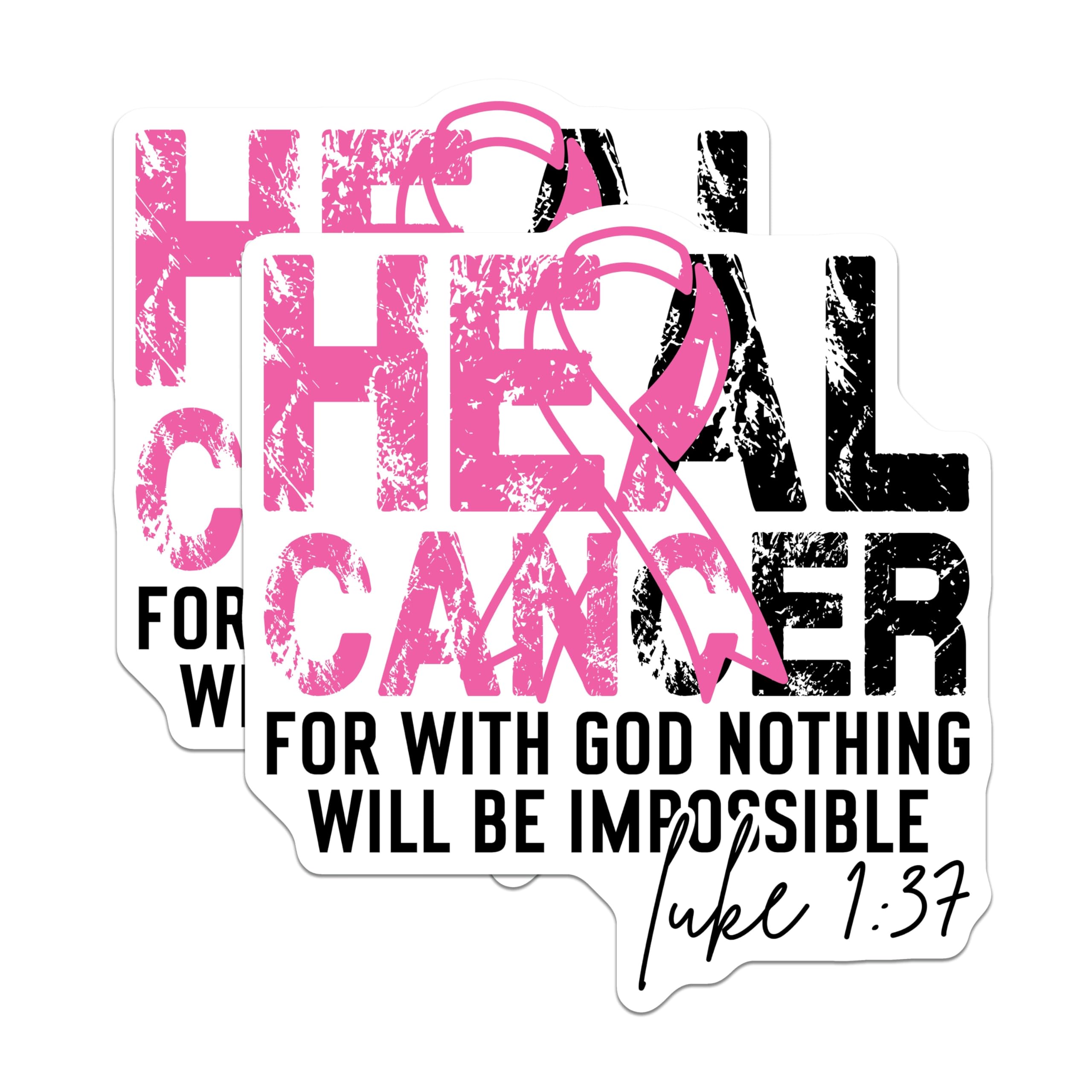 (2 Pack) Cancer Awareness Magnets - Religious Faith Support - Christian Scripture Quote - Hope Inspirational Decor - 5 Inches On Longest Side - Thick Durable Magnet - Made in USA - MAG28483