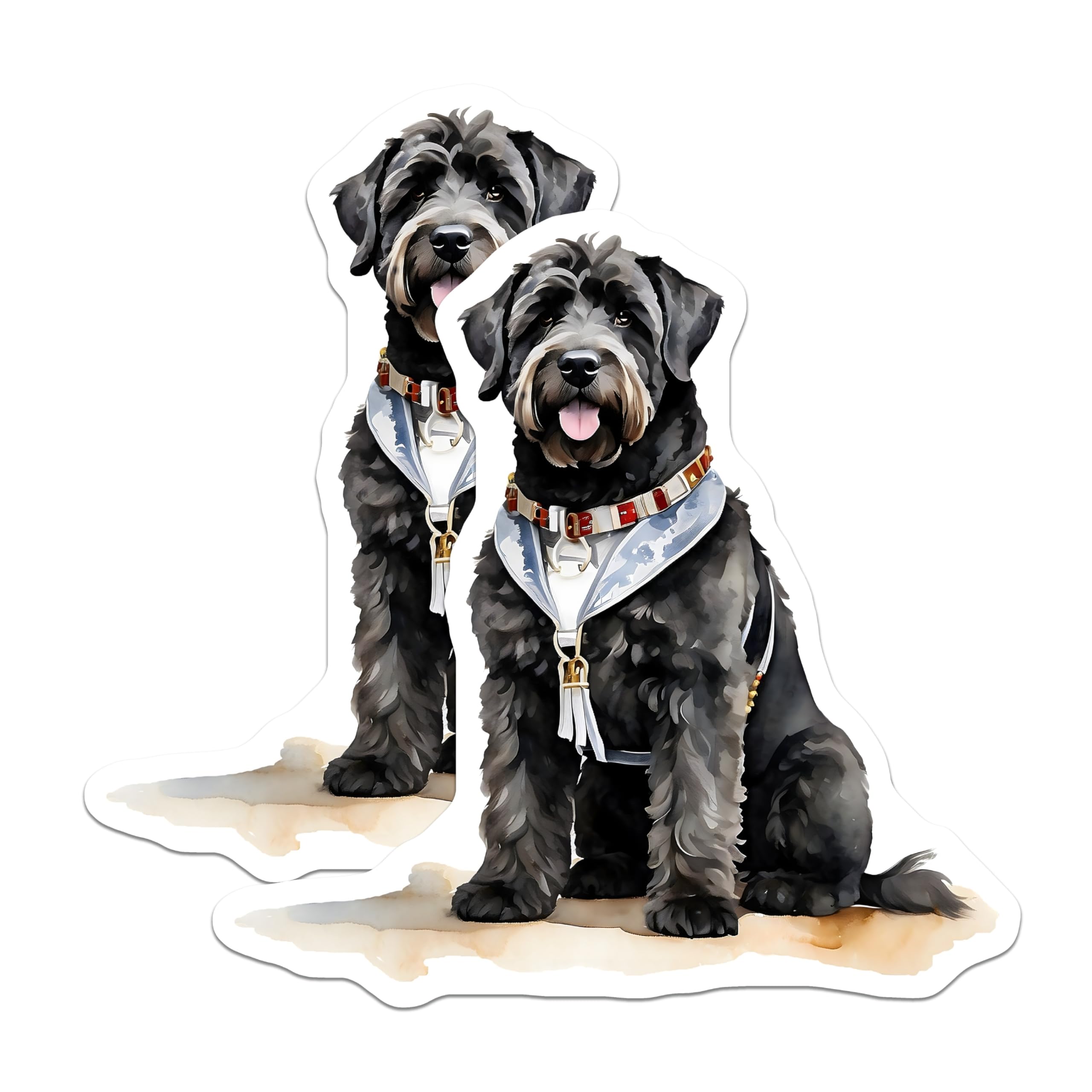 (2 Pack) Black Russian Terrier Magnets - Elegant Dog Art - Home Decor Refrigerator Magnets - 5" On Longest Side - Premium Magnet - for Cars, Refrigerators, Toolboxes, Lockers - Made in USA - MAG14028