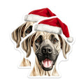 (2 Pack) Christmas Dog Magnets - Santa Hat Pet Decor - Great Dane Lover Refrigerator Art - 5 Inches On Longest Side - Thick Durable Magnet - Made in USA - MAG28178