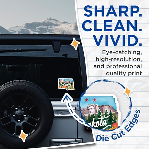 (2 Pack) South Dakota State Sticker - Mount Rushmore Sticker - State Souvenir Sticker - 5" On Longest Side - Sticks to Smooth Flat Surfaces - Made in USA - BMCS6306