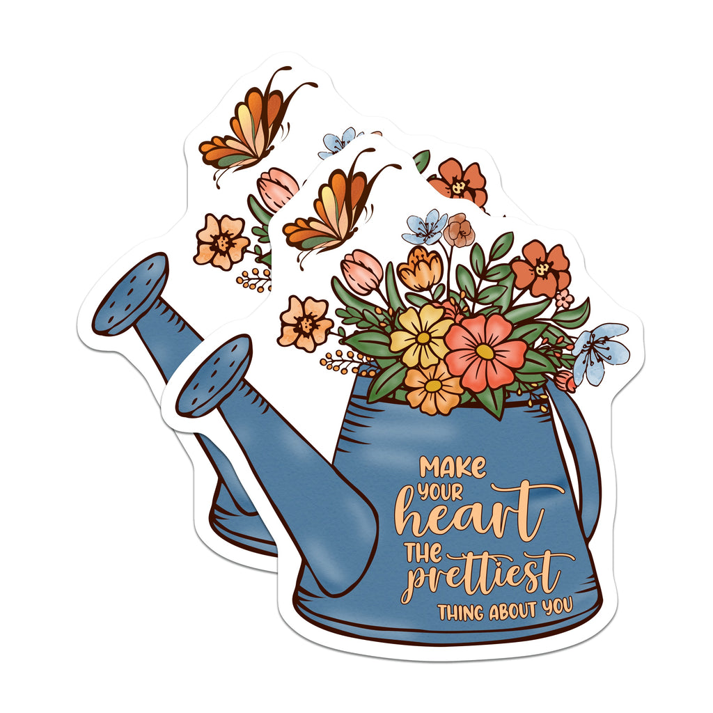 (2 Pack) Motivational Quote Magnets - Floral Watering Can Decor - Positive Self Love Reminder - 5 Inches On Longest Side - Thick Durable Magnet - Made in USA - MAG36744
