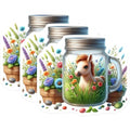(3 Pack) Horse in Jar Decals - Floral Pony Stickers - Laptop Decals - 3 Inches On Longest Side - Easy Peel & Apply - Made in USA - 3MCS8151
