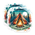 (2 Pack) I'd Rather Be Camping Magnets - Campfire Tent Magnets - Outdoor Adventure Magnets - 5" On Longest Side - for Cars, Fridges, Toolboxes - Made in USA - MAG6639