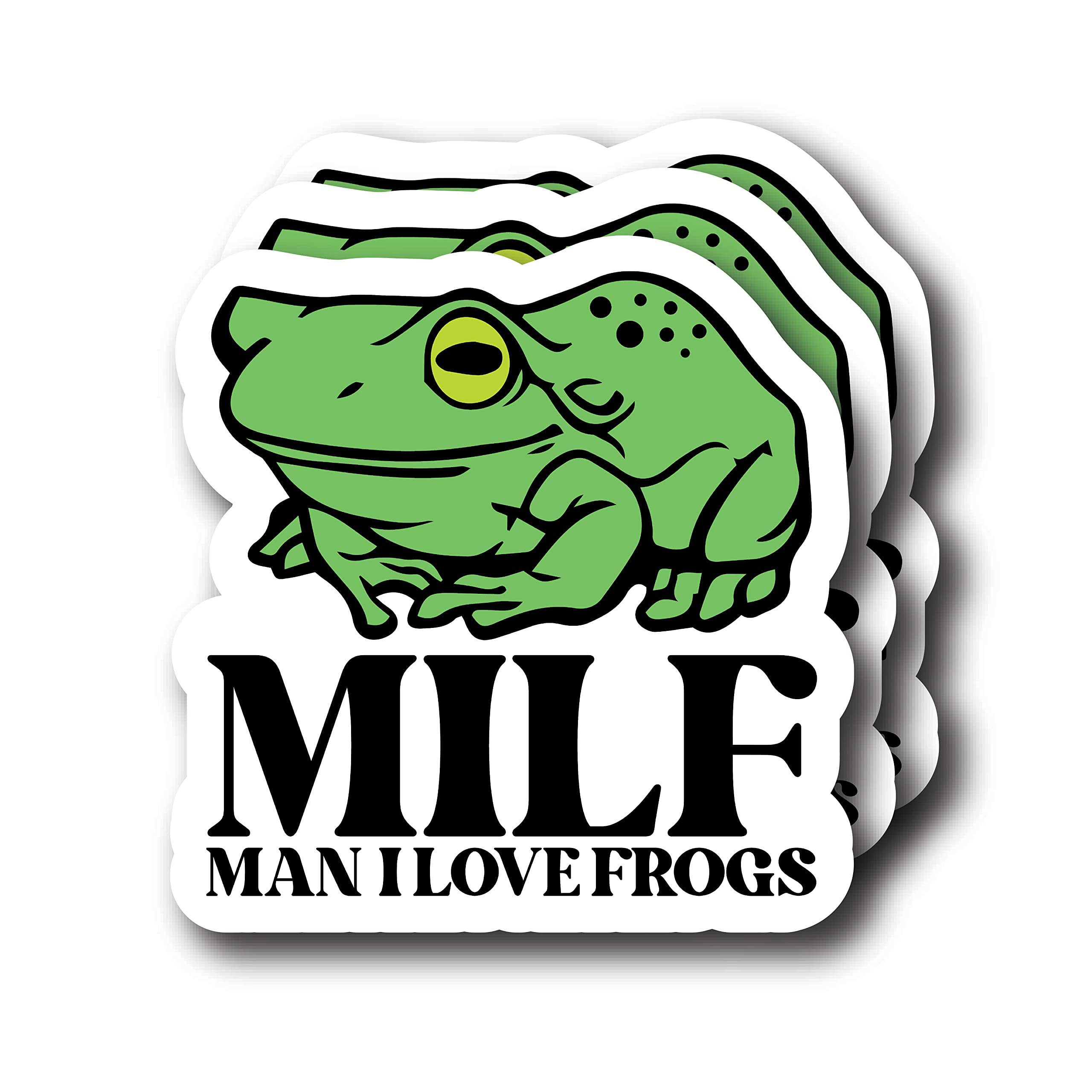 (3 Pack) Man I Love Frogs - Funny Frog Lover Bumper Sticker - 4x4 inch Vinyl Sticker - Printed in USA