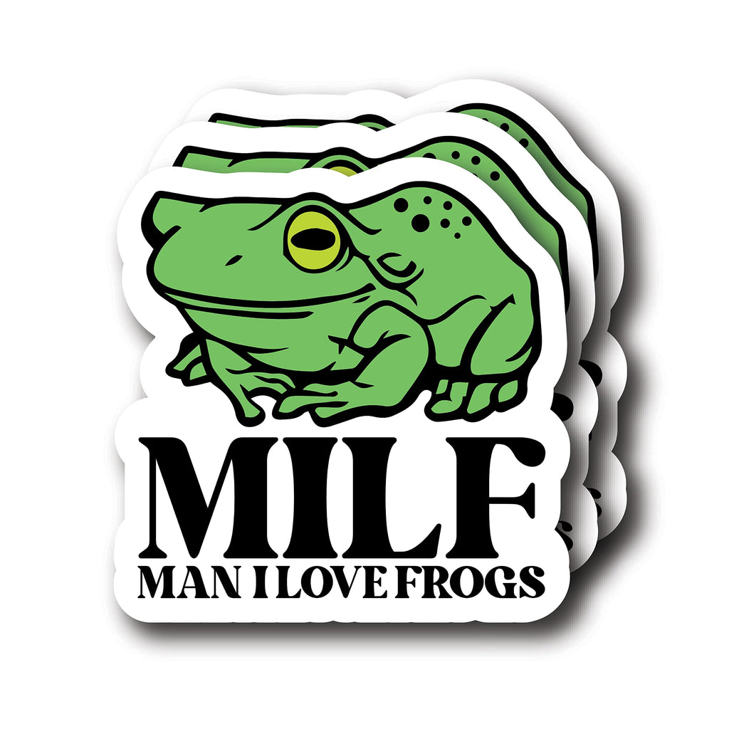 (3 Pack) Man I Love Frogs - Funny Frog Lover Bumper Sticker - 4x4 inch Vinyl Sticker - Printed in USA