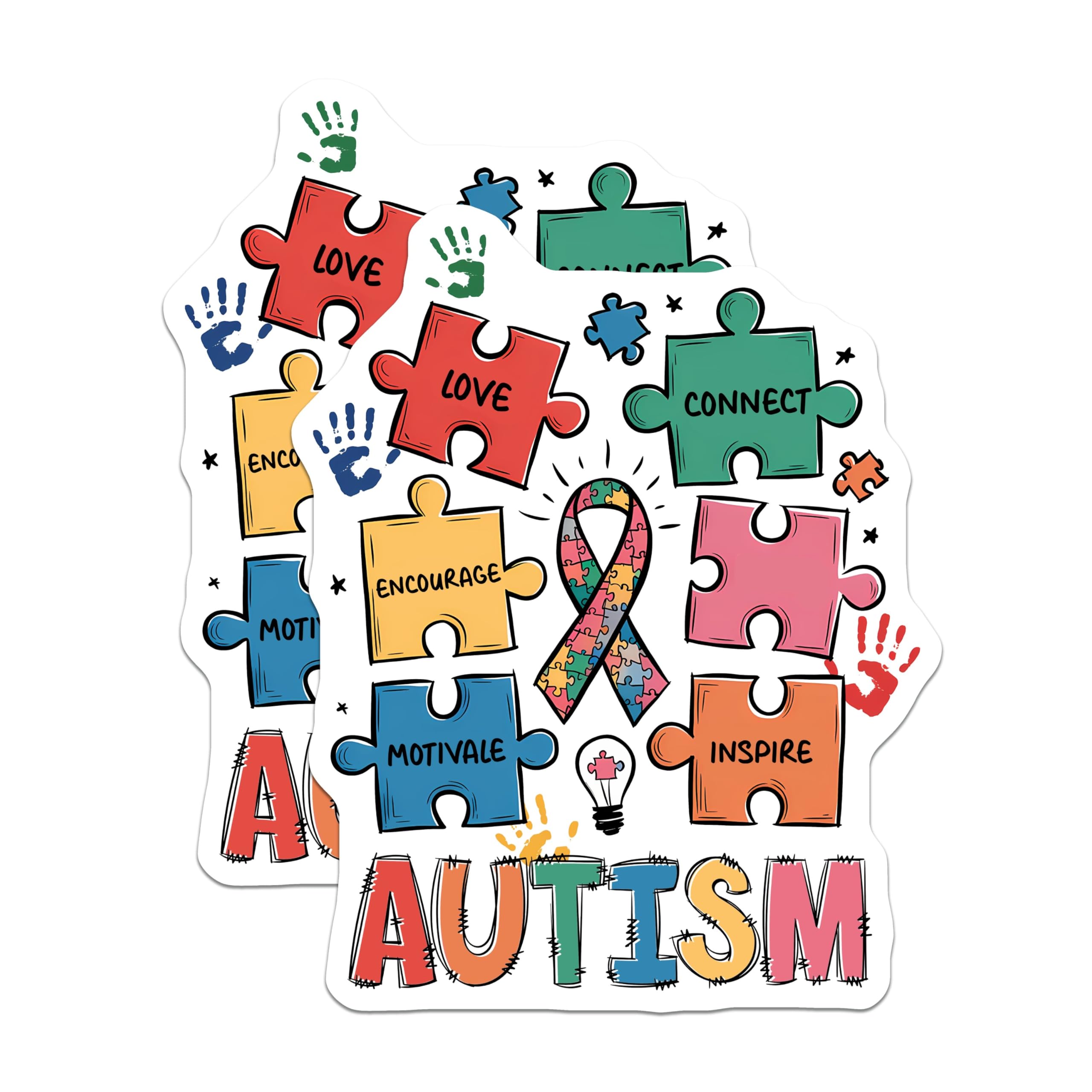 (2 Pack) Autism Awareness Stickers - 5" On Longest Side - Sticks to Smooth Flat Surfaces - Made in USA - BMCS8431 - BMCS8431