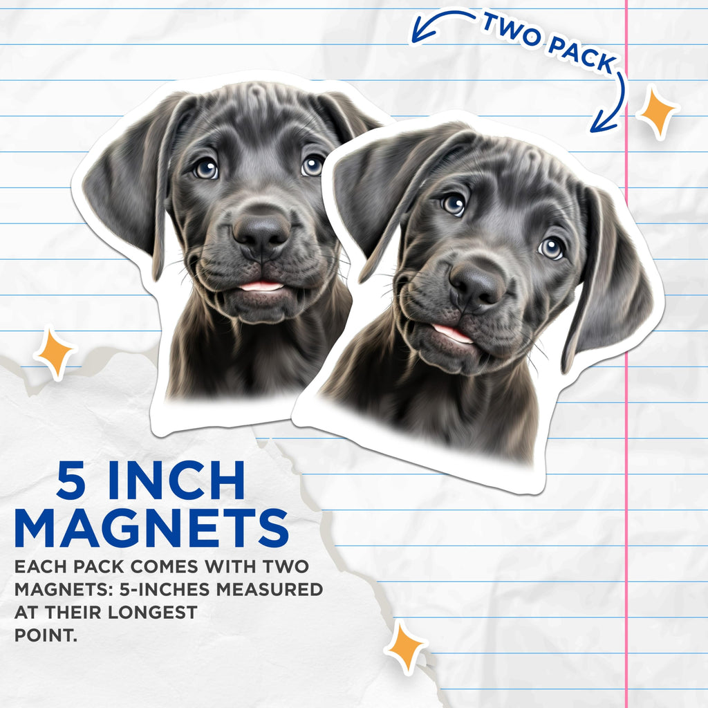 (2 Pack) Cute Puppy Dog Magnets - Pet Lover Refrigerator Decor - Funny Animal Art for Dog Moms - 5 Inches On Longest Side - Thick Durable Magnet - Made in USA - MAG30521