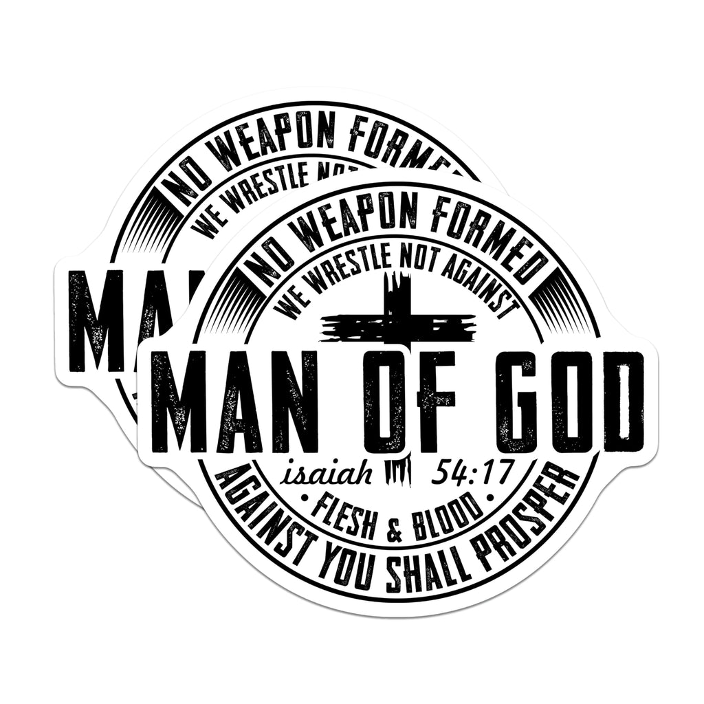 (2 Pack) Man of God Magnets - Christian Faith Scripture - Isaiah 54:17 Bible Verse Inspirational Decor - 5 Inches On Longest Side - Thick Durable Magnet - Made in USA - MAG20064