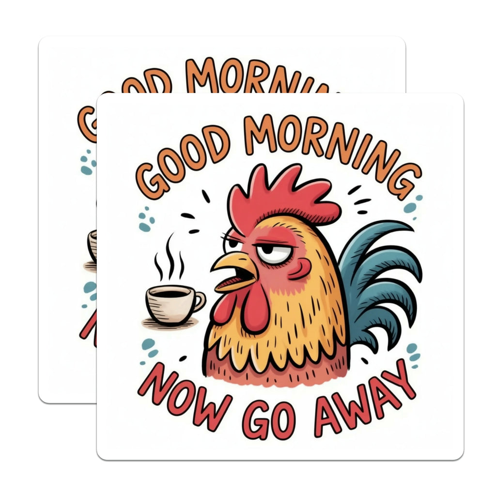 (2 Pack) Grumpy Rooster Magnets - Sarcastic Coffee Decor - Funny Chicken Lover Joke - 5 Inches On Longest Side - Thick Durable Magnet - Made in USA - MAG36261