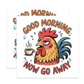(2 Pack) Grumpy Rooster Magnets - Sarcastic Coffee Decor - Funny Chicken Lover Joke - 5 Inches On Longest Side - Thick Durable Magnet - Made in USA - MAG36261