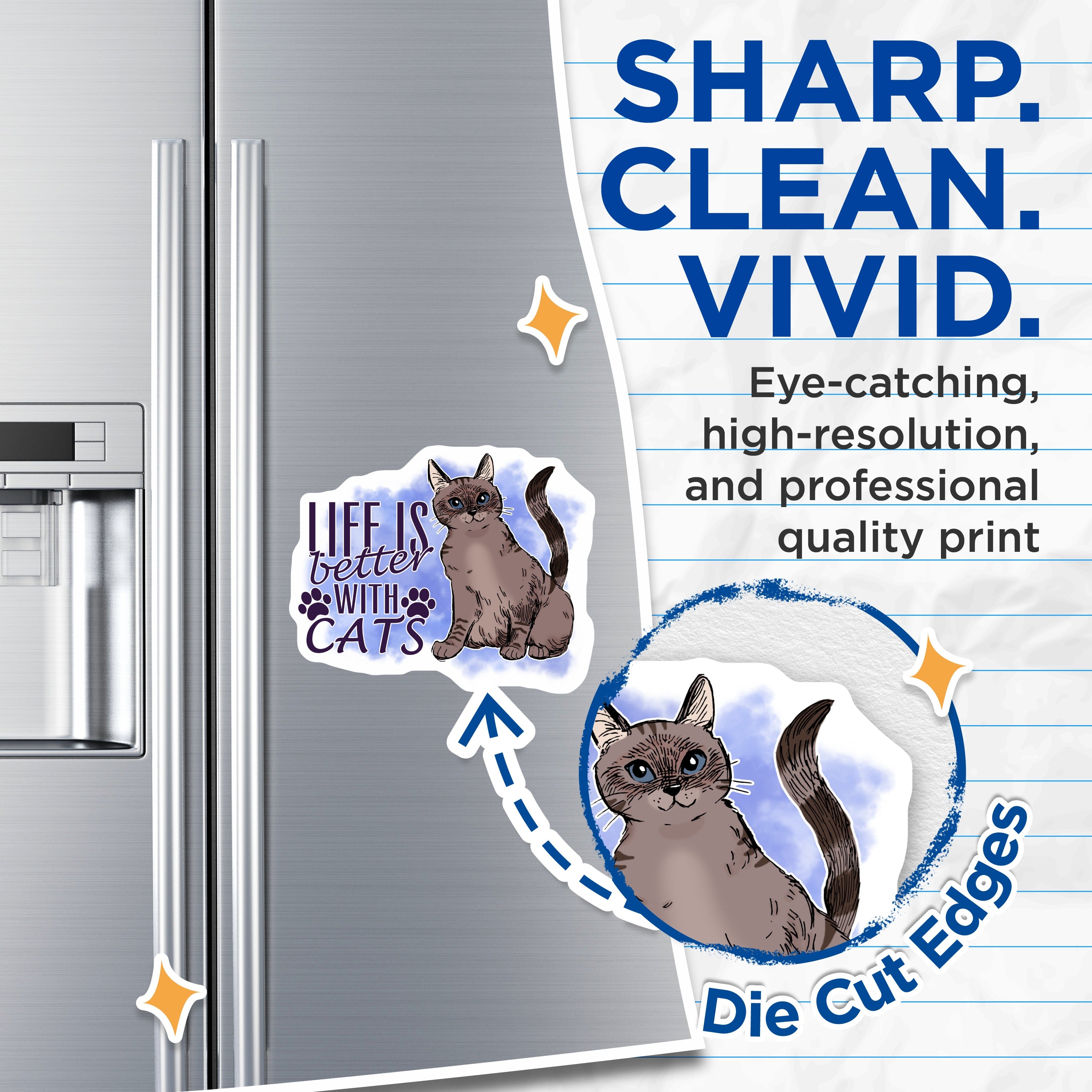(2 Pack) Life is Better with Cats Magnets - Cute Feline Lover Magnet - Cat Mom Pet Owner Decor - 5 Inches On Longest Side - Thick Durable Magnet - Made in USA - MAG38609