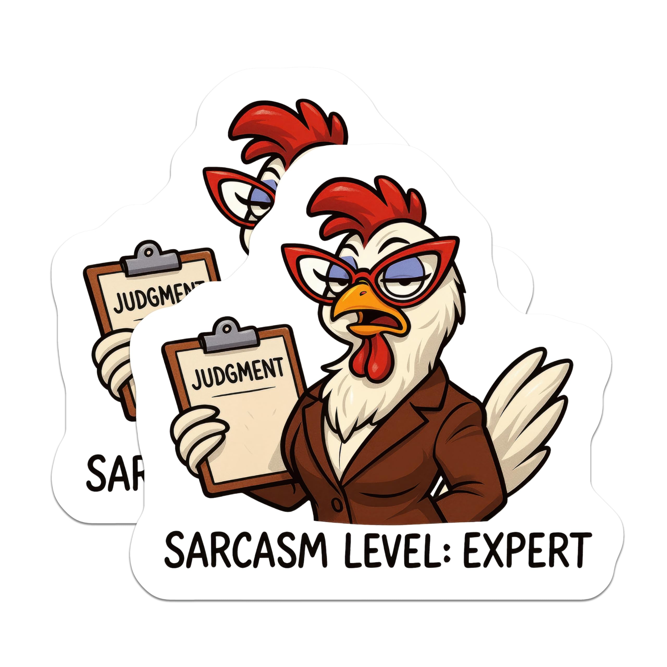 (2 Pack) Sarcastic Chicken Magnets - Judgment Rooster Refrigerator Decor - Funny Hen Attitude Kitchen Humor - 5 Inches On Longest Side - Thick Durable Magnet - Made in USA - MAG23219