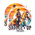 (2 Pack) Saddle Up and Ride Stickers - Cowboy Stickers - Western Style Decals - 5" On Longest Side - Sticks to Smooth Flat Surfaces - Made in USA - BMCS6893