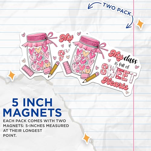 (2 Pack) Teacher Appreciation Magnets - Classroom Decor - Sweet Hearts - 5" On Longest Side - for Cars, Fridges, Toolboxes - Made in USA - MAG7642