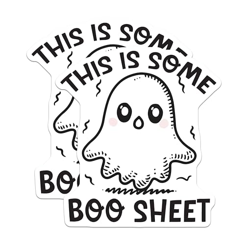 (2 Pack) Funny Ghost Stickers - This is Some Boo Sheet Stickers - Halloween Spooky Stickers - 5" On Longest Side - Sticks to Smooth Flat Surfaces - Made in USA - BMCS5953