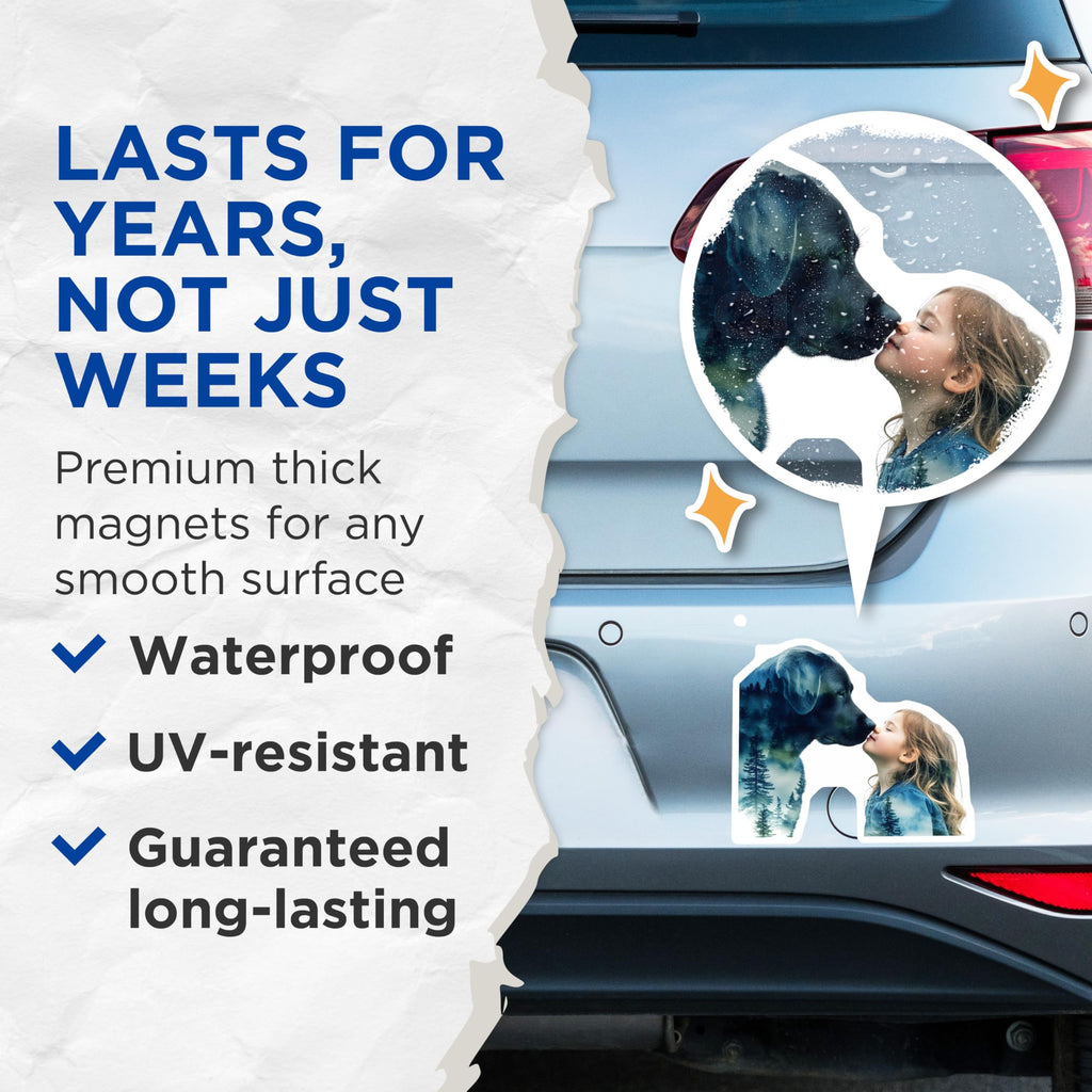 (2 Pack) Labrador Dog Magnets - Girl Kissing Dog - Animal Lover Refrigerator Decor - 5" On Longest Side - Premium Magnet - for Cars, Refrigerators, Toolboxes, Lockers - Made in USA - MAG14179