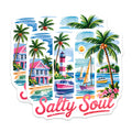 (2 Pack) Salty Soul Magnets - Coastal Beach Decor - Tropical Ocean Art - Summer Vacation Vibe - 5 Inches On Longest Side - Thick Durable Magnet - Made in USA - MAG38831