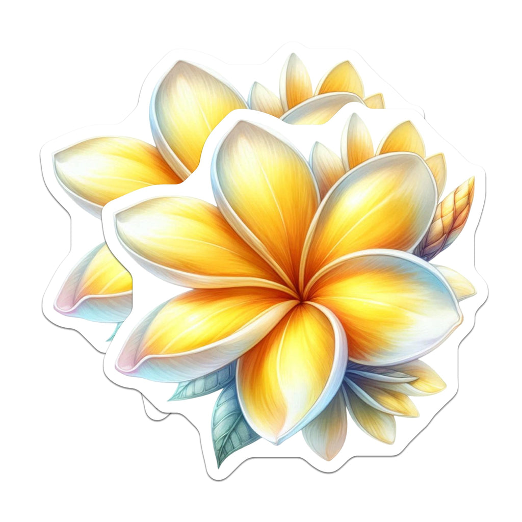 (2 Pack) Plumeria Blossom Magnets - Exotic Hawaiian Floral Decor - Refrigerator Accent Locker Whiteboard Art - 5 Inches On Longest Side - Thick Durable Magnet - Made in USA - MAG21962
