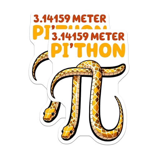 (2 Pack) Python Pi Stickers - Mathematics Snake Decal - Geeky Science - 5" On Longest Side - Sticks to Smooth Flat Surfaces - Made in USA - BMCS8156