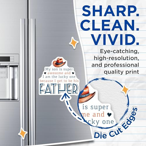 (2 Pack) Super Awesome Father Magnets - Lucky Dad from Son - Father's Day Magnet - Dad Appreciation Magnets - 5" On Longest Side - for Cars, Fridges, Toolboxes - Made in USA - MAG4149