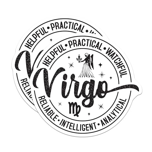 (2 Pack) Virgo Zodiac Stickers - Horoscope Astrology Stickers - Star Sign Stickers - 5" On Longest Side - Sticks to Smooth Flat Surfaces - Made in USA - BMCS5554
