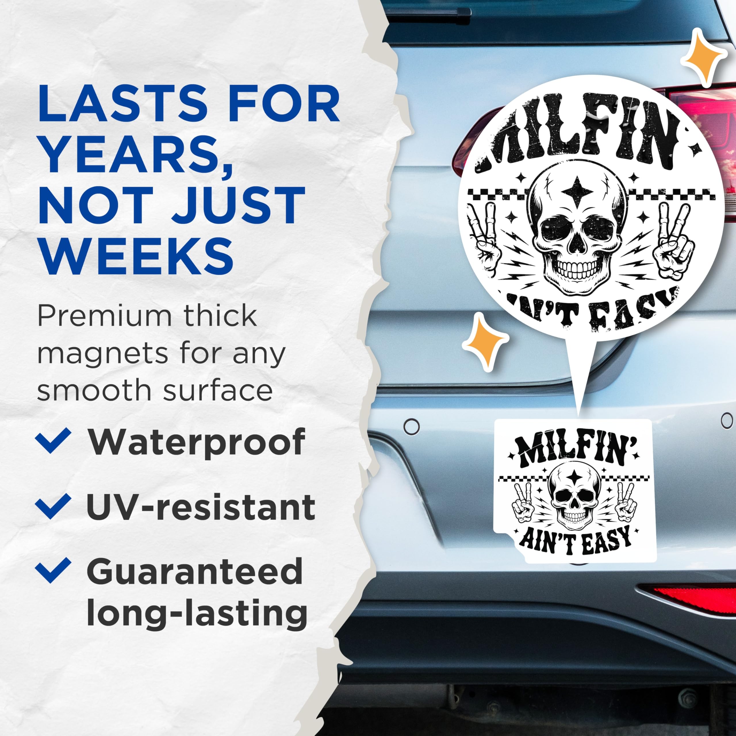 (2 Pack) MILFIN Aint Easy Magnets - Funny Skeleton Decor - Offensive Humor Fridge Magnets - 5" On Longest Side - Premium Magnet - for Cars, Refrigerators, Toolboxes, Lockers - Made in USA - MAG14828