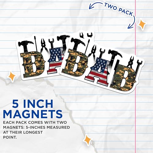 (2 Pack) Dad Fixer of All Things Magnets Magnets - Patriotic Dad Magnet - Camouflage Dad Magnet - 5" On Longest Side - Made in USA - Sticks to Refrigerators & Metal Surfaces - MAG8650
