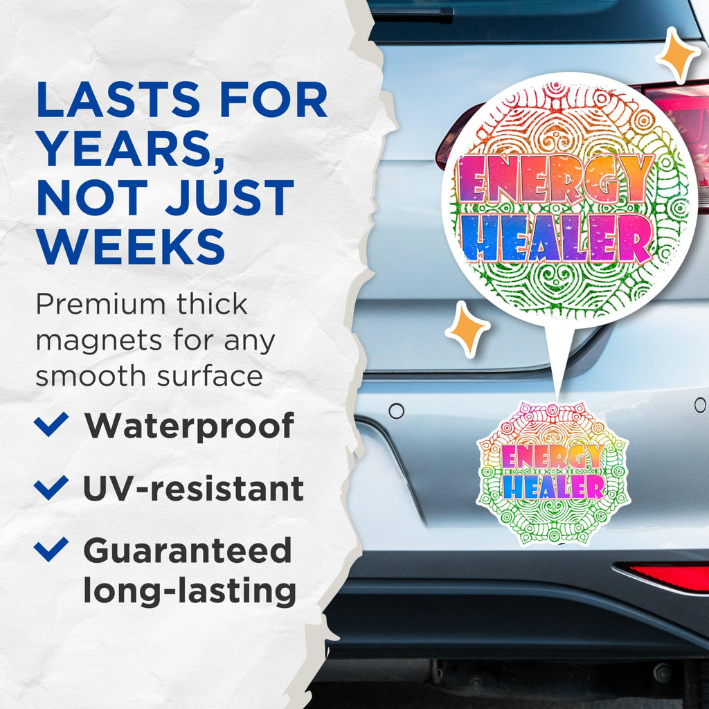 (2 Pack) Energy Healer Magnets - Spiritual Healing Magnets - Vibrant Meditation Magnets- 5" On Longest Side - for Fridges, Toolboxes, Cars - Made in USA - MAG2588