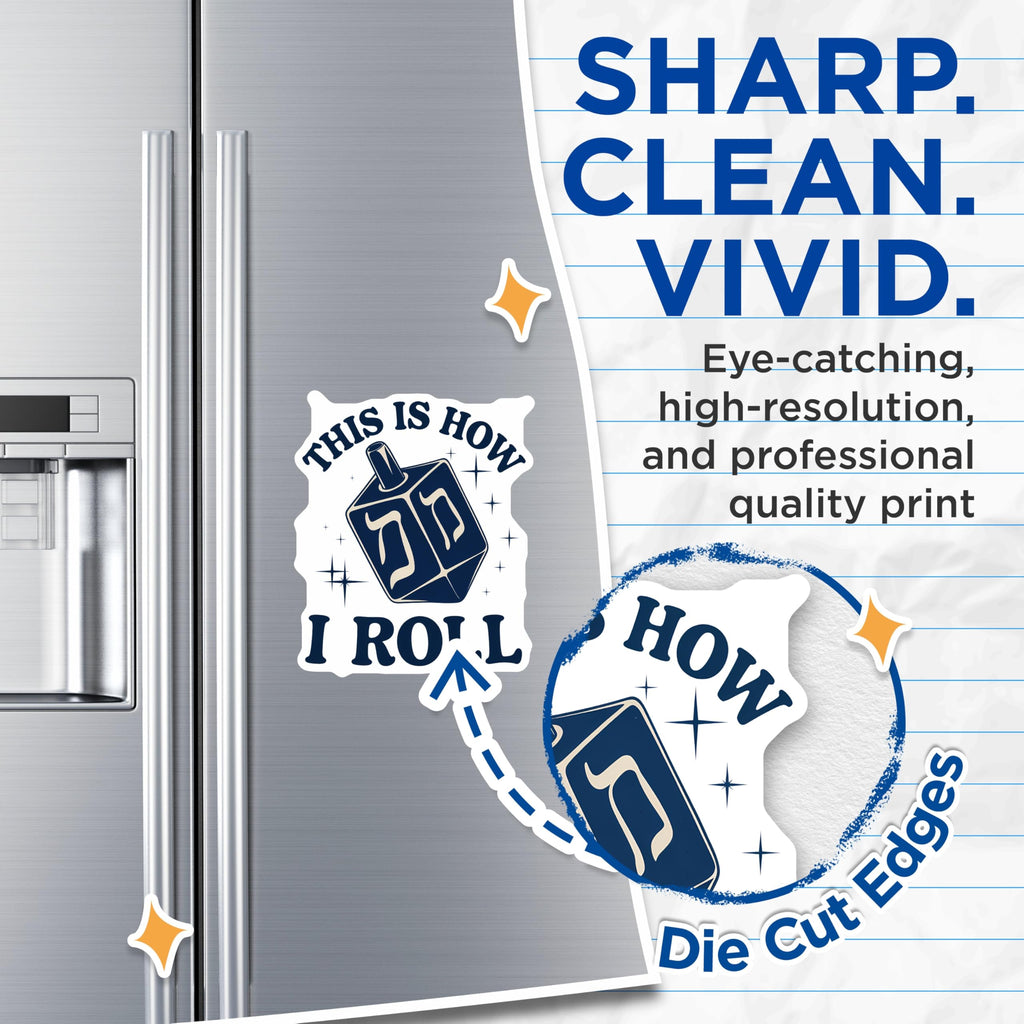 (2 Pack) Dreidel Magnets - Hanukkah Decor - This is How I Roll Magnets - 5" On Longest Side - Premium Magnet - for Cars, Refrigerators, Toolboxes, Lockers - Made in USA - MAG15979
