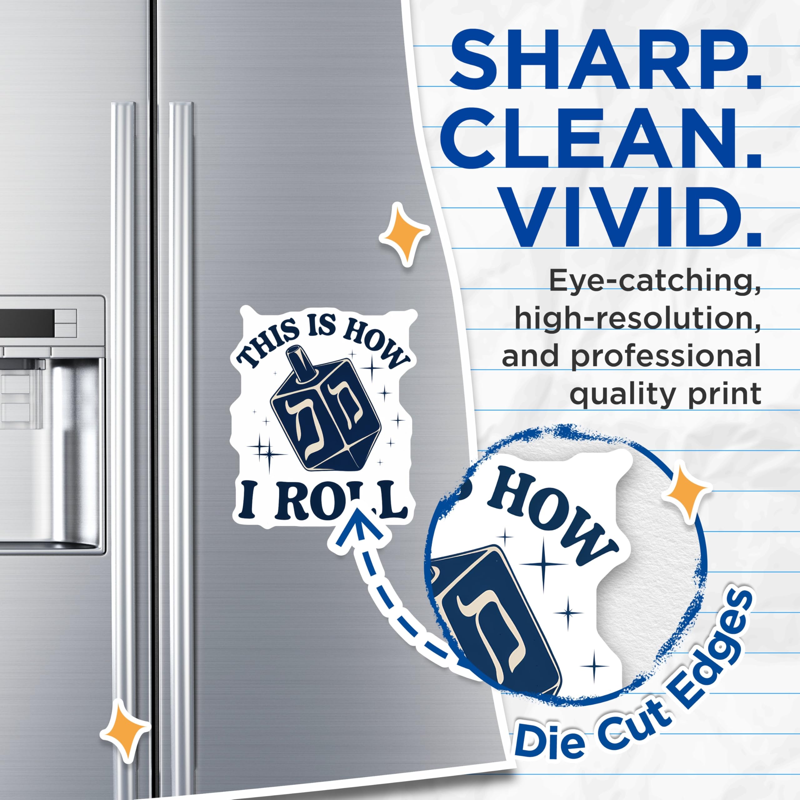 (2 Pack) Dreidel Magnets - Hanukkah Decor - This is How I Roll Magnets - 5" On Longest Side - Premium Magnet - for Cars, Refrigerators, Toolboxes, Lockers - Made in USA - MAG15979