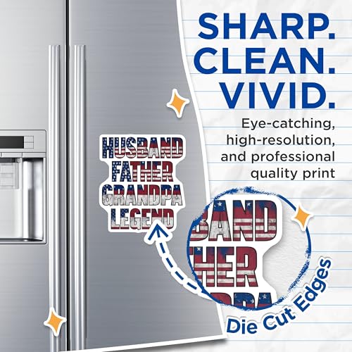 (2 Pack) Husband Father Grandpa Legend Magnets Magnets - 5" On Longest Side - Made in USA - Sticks to Refrigerators & Metal Surfaces - MAG8887