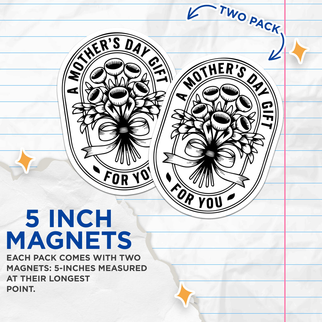 (2 Pack) Mother's Day Magnets - Sentimental Floral Bouquet Design - Classic Refrigerator Decor for Mom - 5 Inches On Longest Side - Thick Durable Magnet - Made in USA - MAG38227