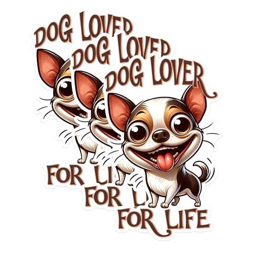 (3 Pack) Dog Lover Decals - Chihuahua Stickers - Cute Dog Laptop Decal - 3 Inches On Longest Side - Easy Peel & Apply - Made in USA - 3MCS1615