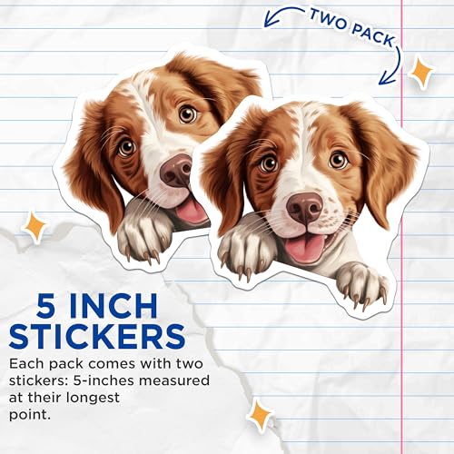 (2 Pack) Cute Dog Stickers - Adorable Puppy - Pet Lover Sticker Pack - 5" On Longest Side - Sticks to Smooth Flat Surfaces - Made in USA - BMCS9889