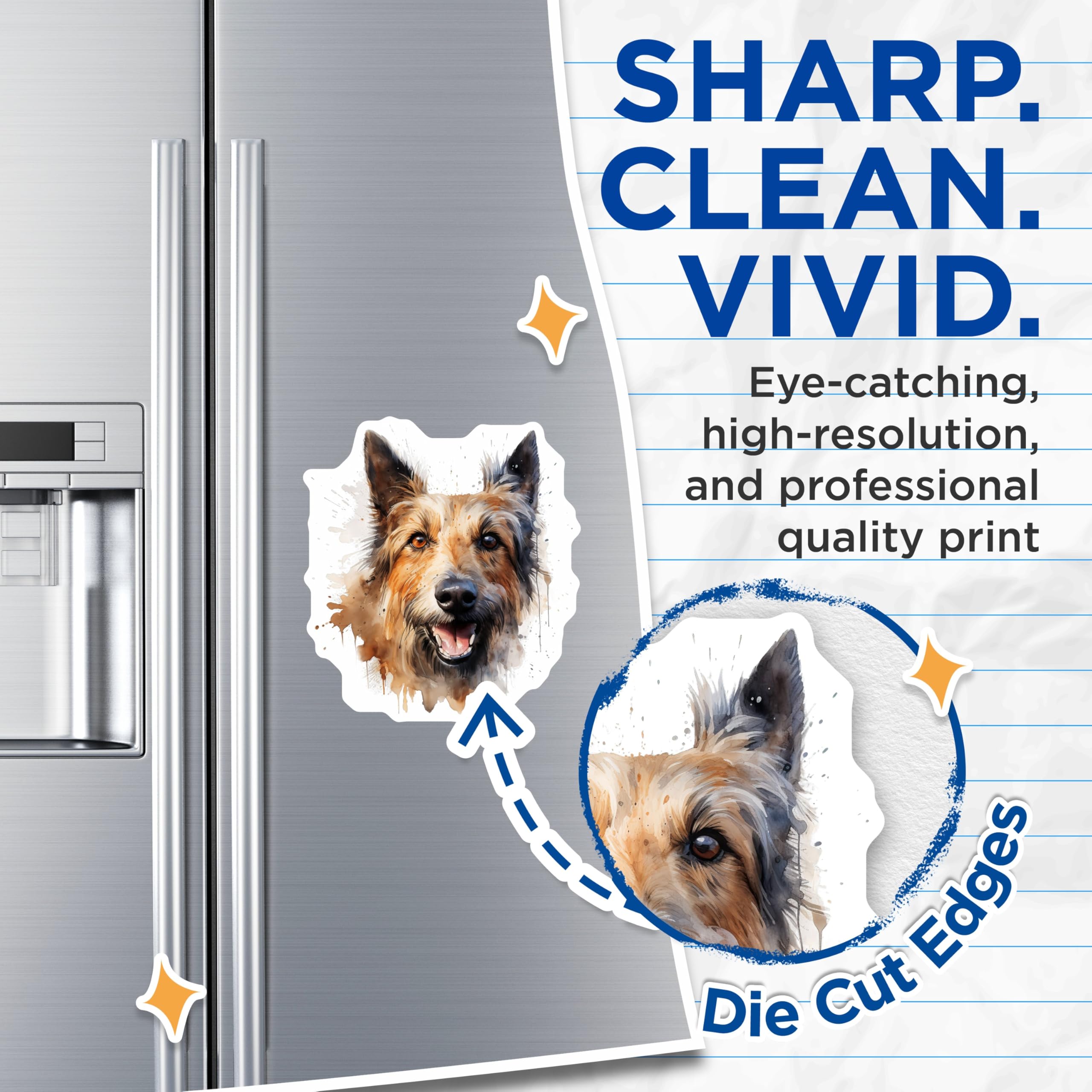 (2 Pack) Watercolor Dog Magnets - Happy Canine Art - Pet Lover Fridge Decor - 5 Inches On Longest Side - Thick Durable Magnet - Made in USA - MAG23723