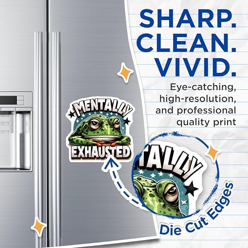 (2 Pack) Mentally Exhausted Frog Magnets - Funny Animal - Cute and Cartoon Frog Art - 5" On Longest Side - for Cars, Fridges, Toolboxes - Made in USA - MAG4576