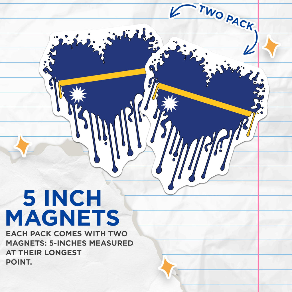 (2 Pack) Nauru Flag Magnets - National Pride Decor - I Love Nauru Souvenirs - 5" On Longest Side - Premium Magnet - for Cars, Refrigerators, Toolboxes, Lockers - Made in USA - MAG18209
