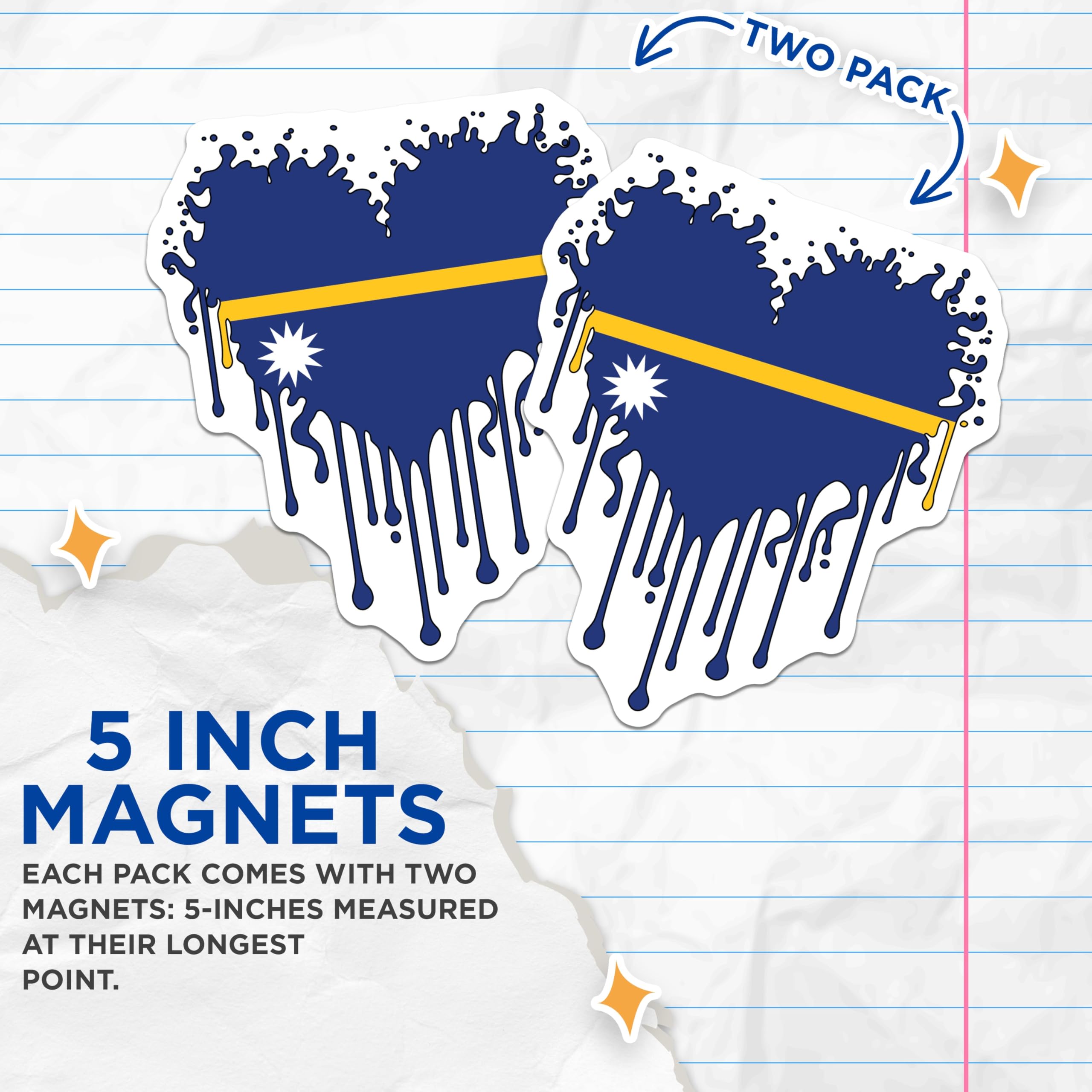 (2 Pack) Nauru Flag Magnets - National Pride Decor - I Love Nauru Souvenirs - 5" On Longest Side - Premium Magnet - for Cars, Refrigerators, Toolboxes, Lockers - Made in USA - MAG18209