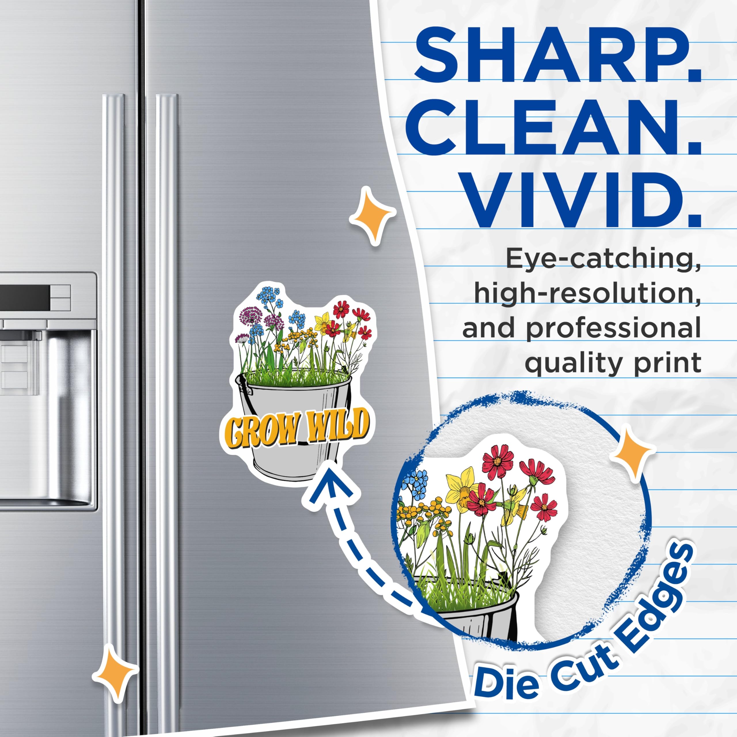 (2 Pack) Grow Wild Magnets - Floral Potted Flowers Decor - Gardening Themed Decoration - 5" On Longest Side - Premium Magnet - for Cars, Refrigerators, Toolboxes, Lockers - Made in USA - MAG18840