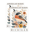 (2 Pack) American Robin Magnets - Michigan State Bird Decor - Floral Bird Art Magnet - 5" On Longest Side - Premium Magnet - for Cars, Refrigerators, Toolboxes, Lockers - Made in USA - MAG18516